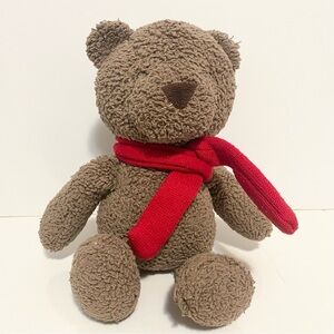 Carters Teddy Bear Plush Soft Baby Toy Brown Red Scarf Stuffed Animal